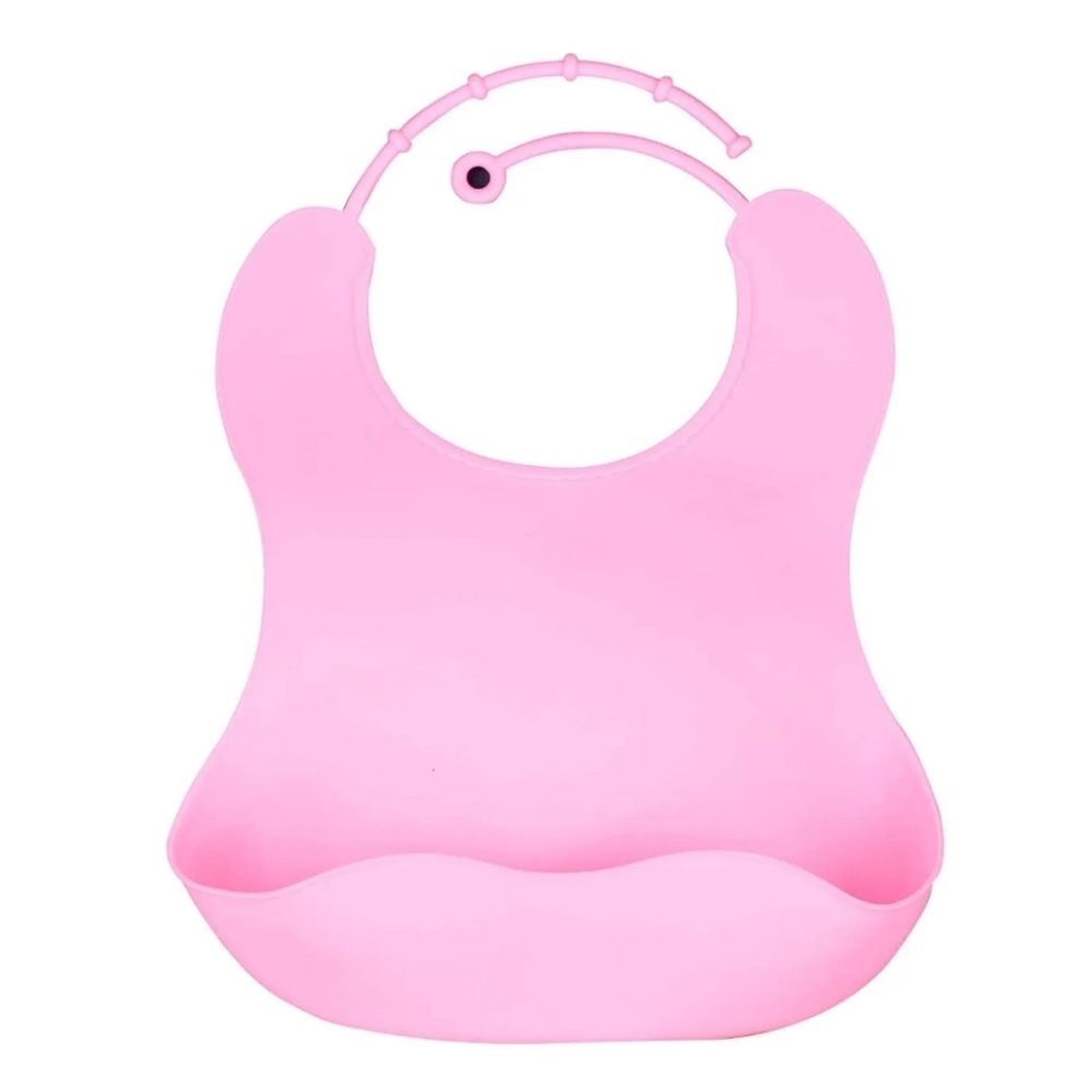 Dreamslink Waterproof Silicone Drool Baby Bib Easily Wipes Clean, Pink